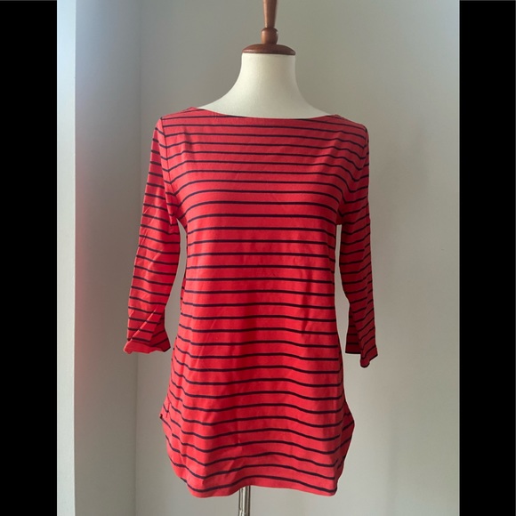 NWOT Joe Fresh cute cotton boatneck stripe t-shirt in red/navy, Parisian style - Picture 1 of 6